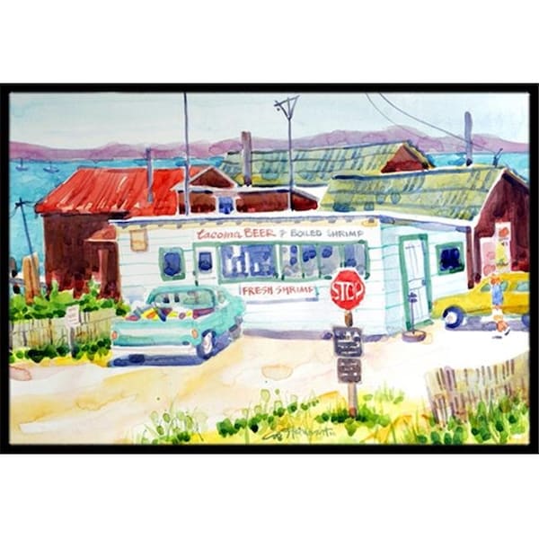 Carolines Treasures Carolines Treasures 6054JMAT 24 x 36 in. Seafood Shack for fresh shrimp Indoor Or Outdoor Mat 6054JMAT - main